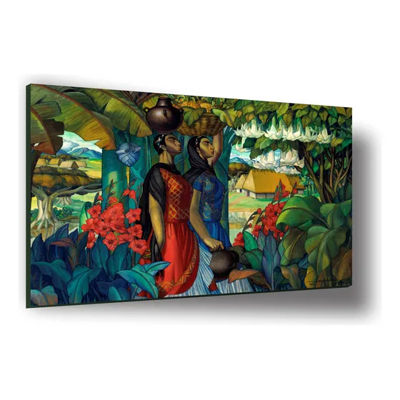 Cuadro Canva Bastidor Alfonso Peña Tehuanas Gladiolas 70x100