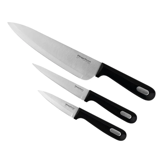 Set De 3 Cuchillos De Acero Inoxidable Magefesa