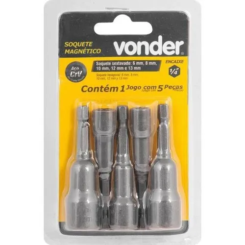 Jogo Soquete Magnetico Milímetro Com 5 Peças - Vonder