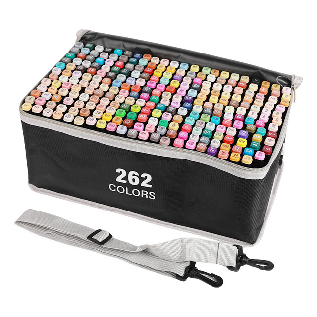 Conjunto 262 Cores Caneta Marcador Kit Canetinha Ponta Dupla Conjunto 262 Cores Caneta Marcador Kit Canetinha Ponta Dupla