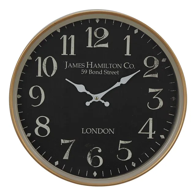 Deco Reloj Pared Redondo Metal Tradicional Negro