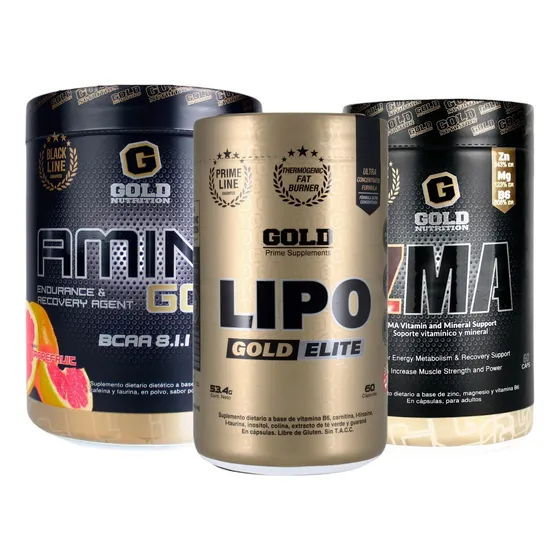 Zma + Amino Gold + Lipo Burn. Combo Masa Y Fuerza Gold