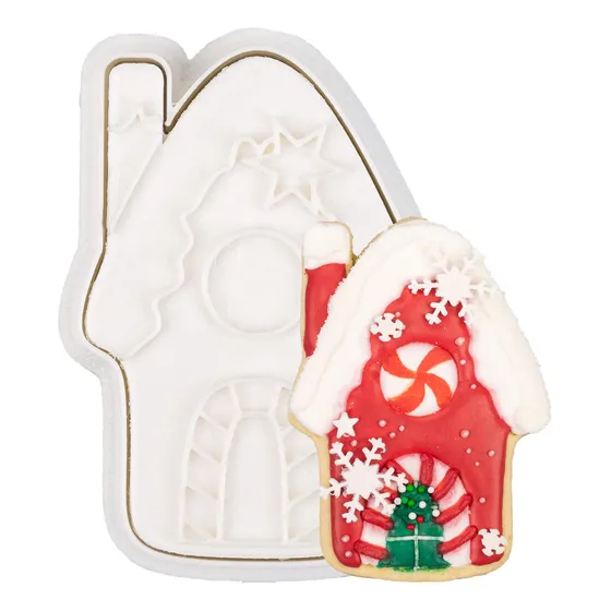 Flycalf Cortador Galleta Navidad Casa Pan Jengibre Sello