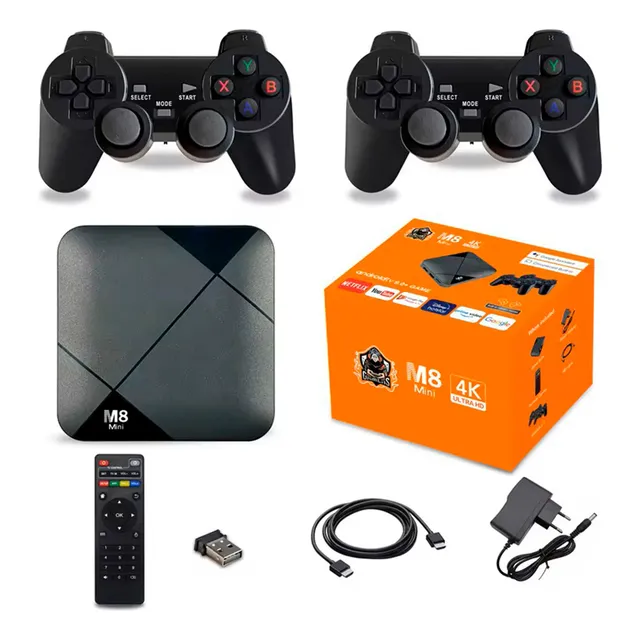 Tv Box Retro M8 Mini 4k Ultra Hd Android Tv 9.0 + Game Color Negro Tipo De Control Remoto Estándar