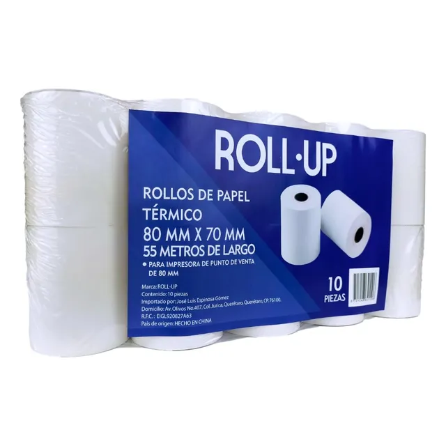 100 Rollos Papel Térmico 80x70 Para Impresora 80mm 55m