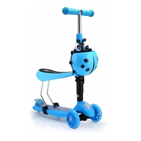 Scooter Monopatin 3 En 1 Ajustable Chinita / Color Celeste