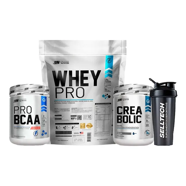 Un Whey Pro 3kg Chocolate+bcaa 500gr Naranja+creabolic 500gr