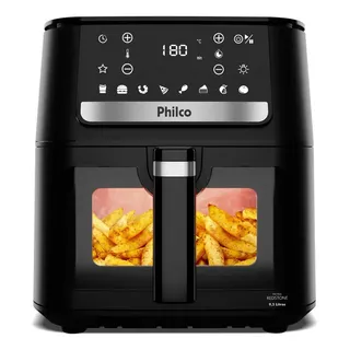 Air Fryer Philco 9,5l Visor Glass Redstone 1800w Paf95a Preto Com Acabamento Inox 127v