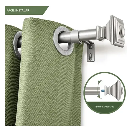 Varão De Cortina Extensível Ajustável De Aço Inoxidável Prateado, Aiyin, Para Sala E Quarto, 80cm A 3.7m Prateado F