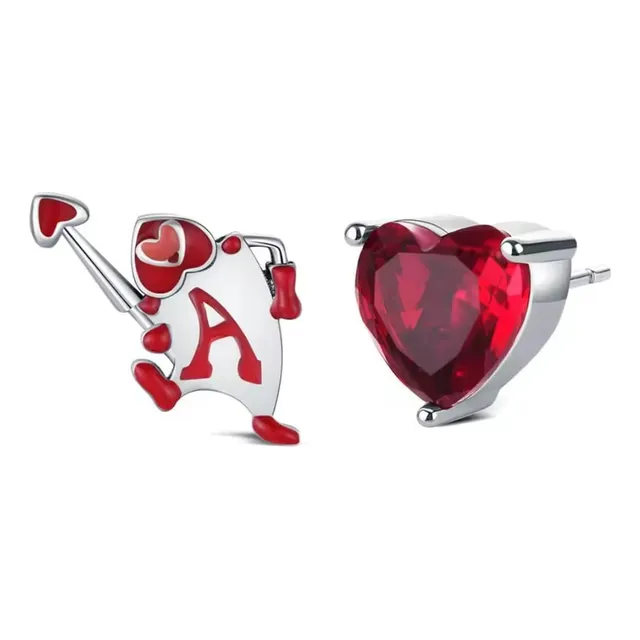Aretes Plata S925 Reina De Corazones, Alicia País Maravillas