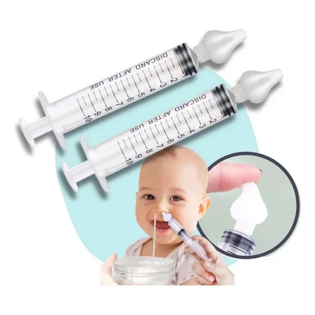 2 Seringas 10ml Com Bico De Silicone Para Lavagem Nasal