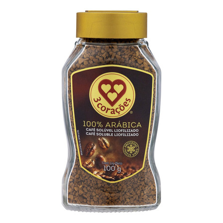 Café Solúvel Liofilizado 100% Arábica Vidro 100g 3 Corações Café Solúvel Liofilizado 100% Arábica Vidro 100g 3 Corações