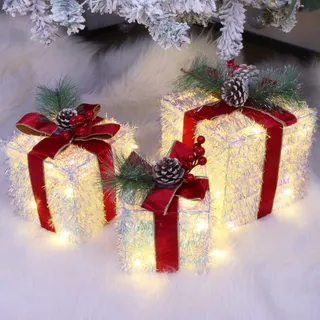 Set De Decoración De Cajas De Regalo Con Iluminación Navideñ Set De Decoración De Cajas De Regalo Con Iluminación Navideñ