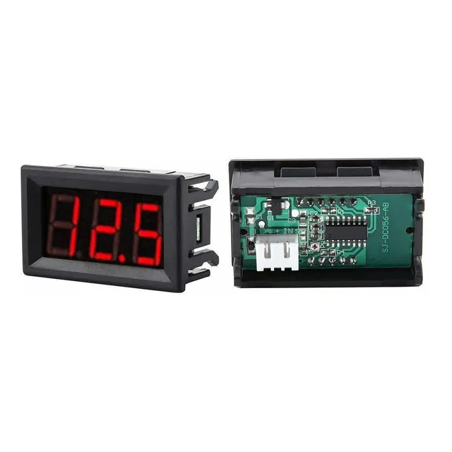Voltimetro Digital Cable Led Proteccion Cc Rojo Azul In