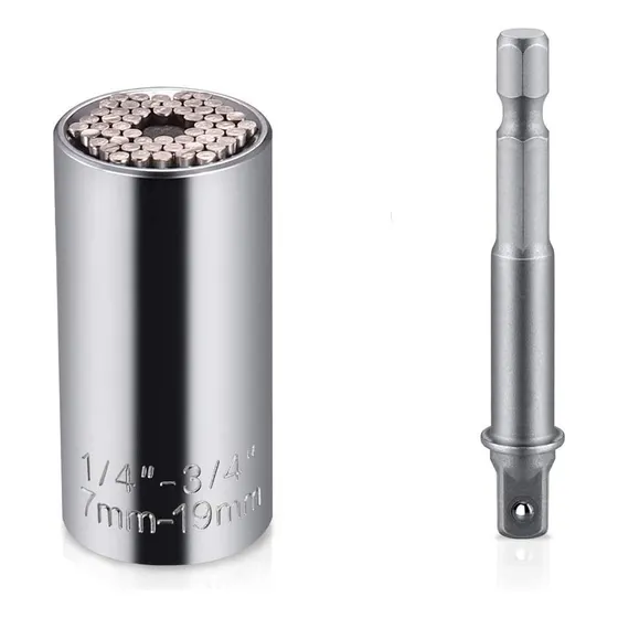 Llave Dado Universal Medir Herramienta Taladro 7mm-19mm Color Plateado