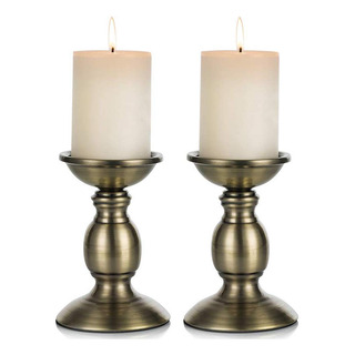 Portavelas De Hierro Bronce Para Velas De Pilar De 7.6 Cm 2 Portavelas De Hierro Bronce Para Velas De Pilar De 7.6 Cm 2