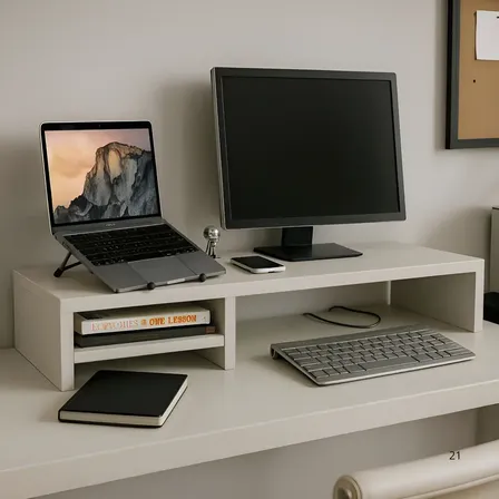 Suporte Monitor Gamer Duplo Mesa Setup E Home Office Branco