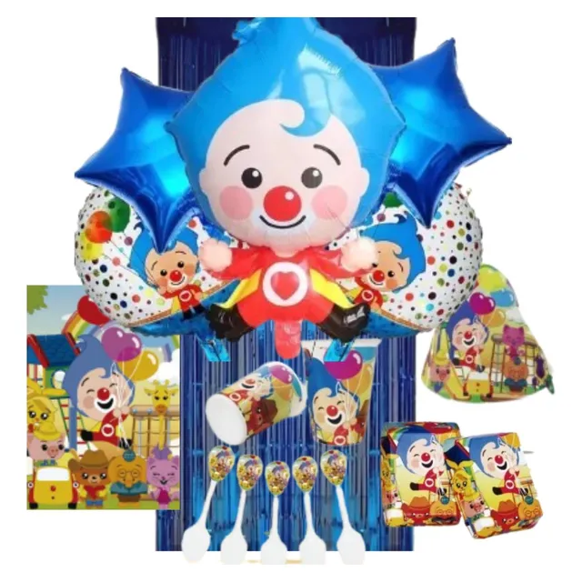 Kit Decoracion Payaso Plim Plim Infantil Niño Azul Globos 
