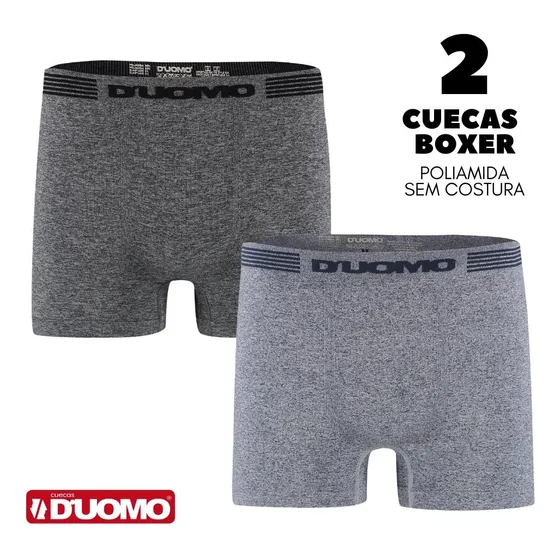 Kit 2 Cuecas Boxer Duomo Original Mescla Em Microfibra
