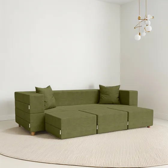 Sofá Cama Jaxx Zipline Con Tres Otomanas-cama King-size Cali