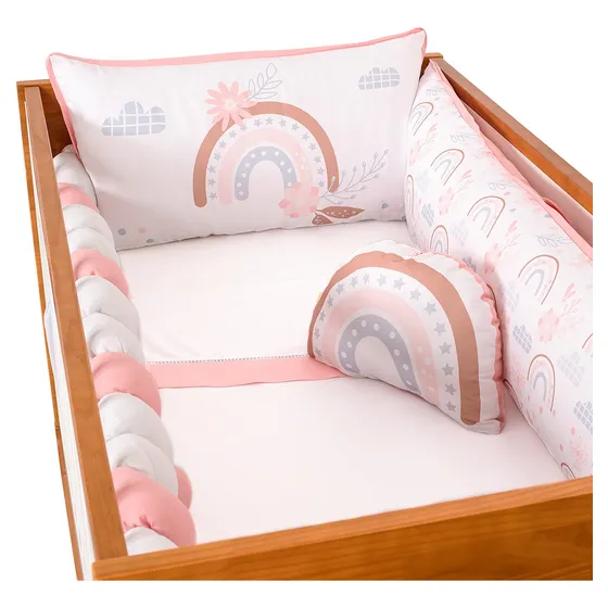 Kit De Berço Americano Trançado Algodão Enxoval Macio Menina
