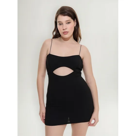 Vestido De Crep Liso Con Bretel De Mujer Marca Bonanza
