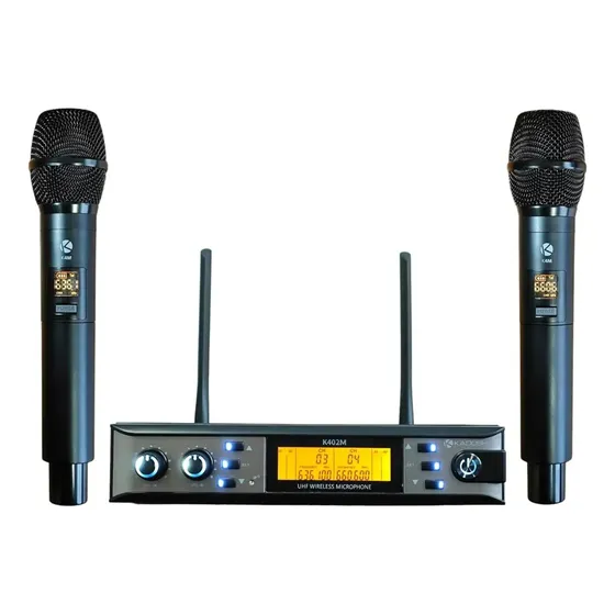 Microfone S/ Fio Uhf Duplo Kadosh K-402m Versão 2024 Ir Sync