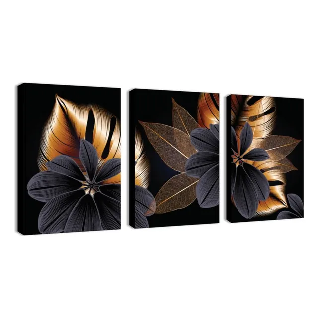Cuadros Decorativos Hermosos Tríptico Nórdico Abstracto Hoja