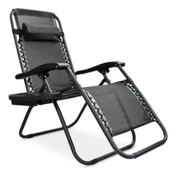 Silla Cama Plegable Asoleadora Jardín Exterior Piscina Negro