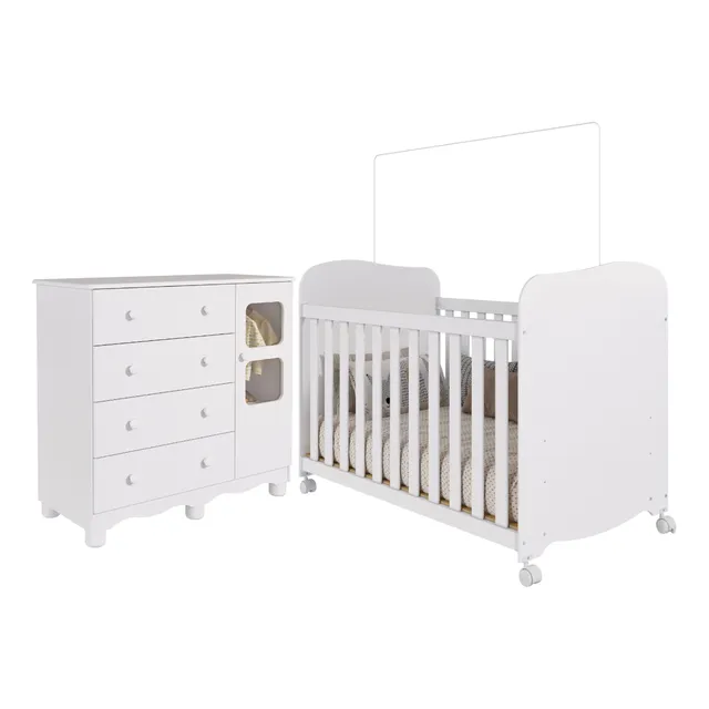 Quarto De Bebê Completo Berço Americano E Cômoda Uli Peroba