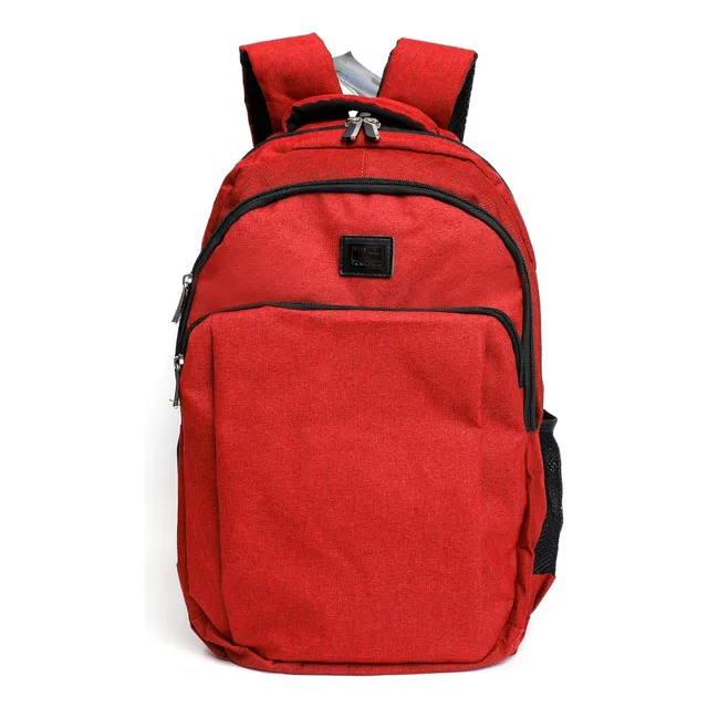 Mochila Portanotebook Estilo Urbana Acolchada Resistente Color Rojo Diseño De La Tela Lisa