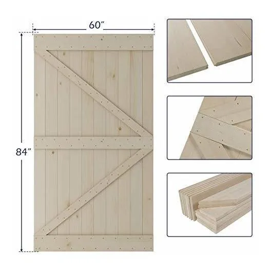 Smartstandard Puerta Corredera Madera Abeto 60.0 84.0 In Ft