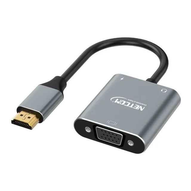 Convertidor Hdmi Macho A Vga Hembra Netcom Full Hd Audio Y V