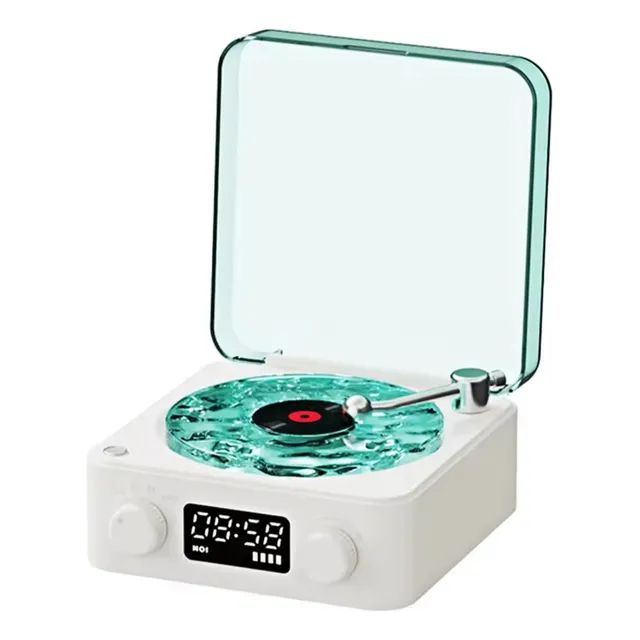 Tocadiscos De Vinilo Retro Bluetooth Parlante Waves Olas Luz
