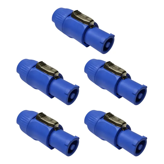 5 Pz Conector Corriente Powercon Speakon 3 Vías Solcor Azul