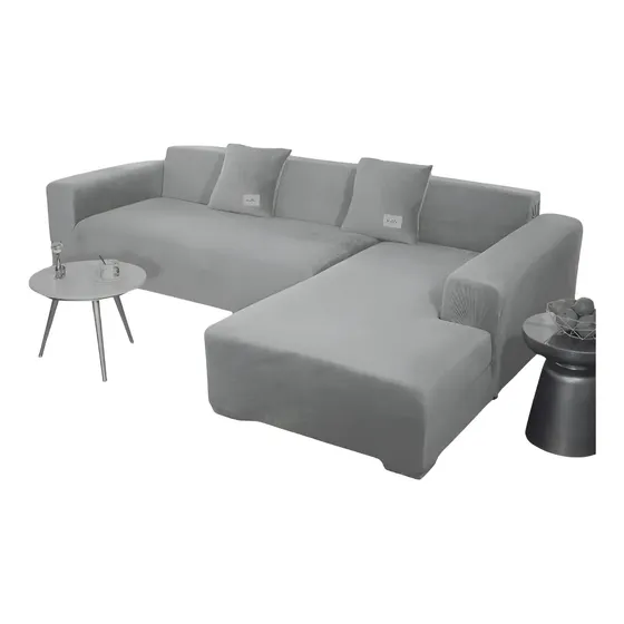 Funda De Mueble Modular Sofá Cama 2 Piezas Terciopelo Liso C Gris | Cuotas sin interés