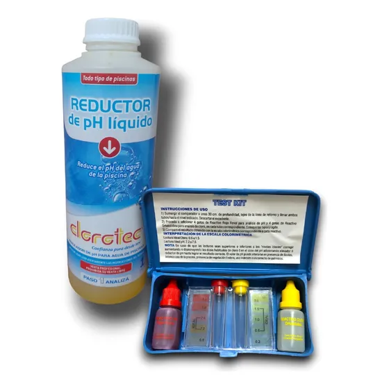 Kit Medidor De Ph Y Cloro Laboratorio + Reductor De Ph 1l