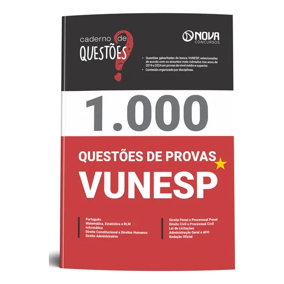 Apostila Livro Com 1000 Questões Gabaritadas Vunesp - Editora Nova