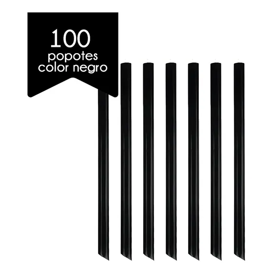 100 Popotes Para Tapioca Biodegradable A Base De Planta Color Negro Briff