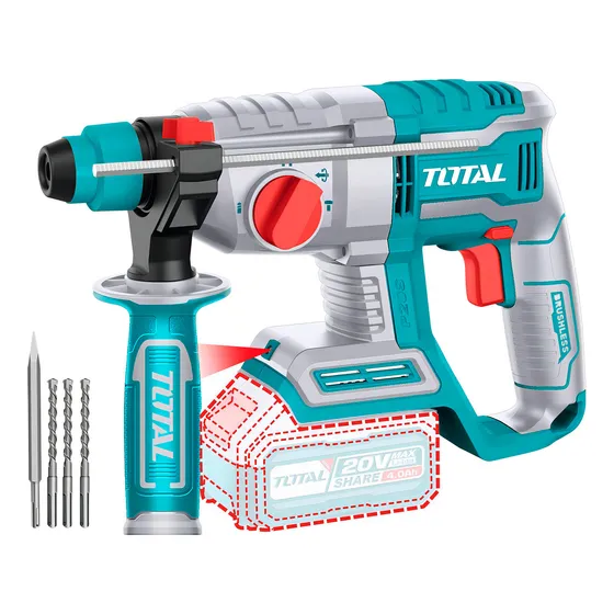 Rotomartillo Sin Carbones Total 20v, 2j Sds Plus - A Batería Color Turquesa Frecuencia 0