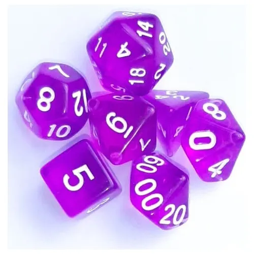 Rpg D&d Kit 7 Dados Modelo Translucido Pvc Jogos Tabuleiro