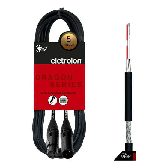 Cabo Balanceado De Microfone Xlr Macho X Xlr Femea 5m Metros