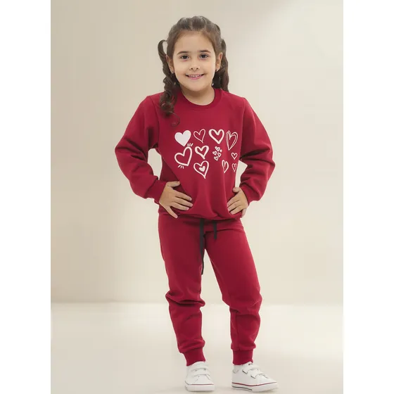 2 Conjuntos Frio Inverno Moletom Infantil Feminino Meninas 
