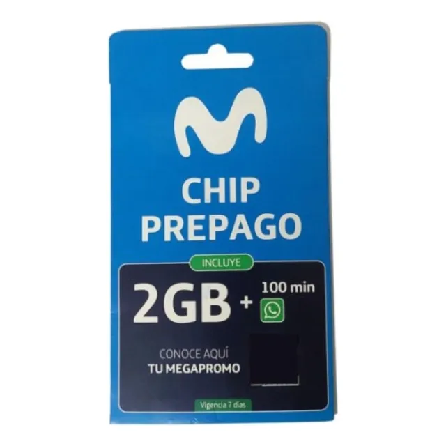 Pack De 50 Chip Prepago Movistar 2 Gb + 100 Minutos 3 En 1