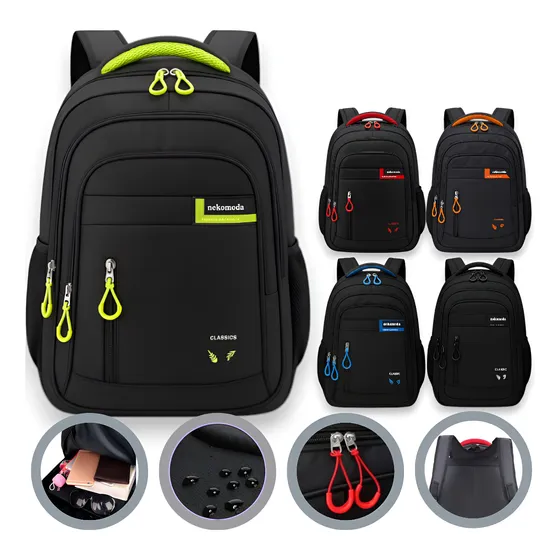 Mochila Reforcada Viagem Escolar Trabalho Notebook Preta