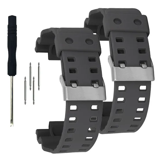2 Correas Para Casio G-shock Gdf100 Gdf-100 Negro Mate