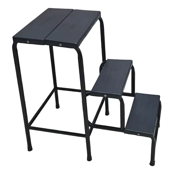 Banqueta Escada Portátil Dobrável 3 Degraus Antiderrapante Cor Preto
