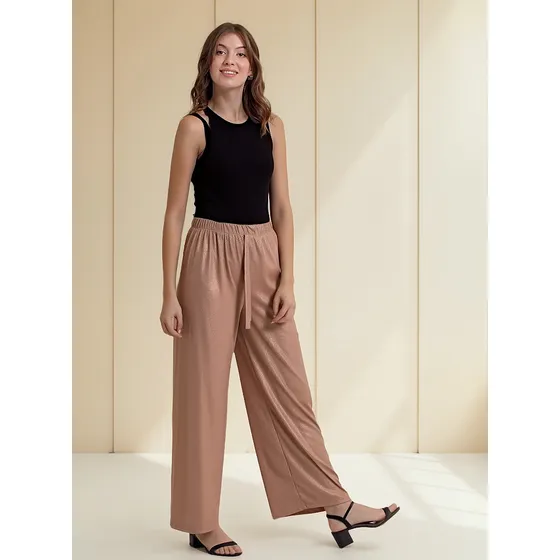 Pantalón Palazzo Marrón Mujer Morley Brilloso Lauper Sport