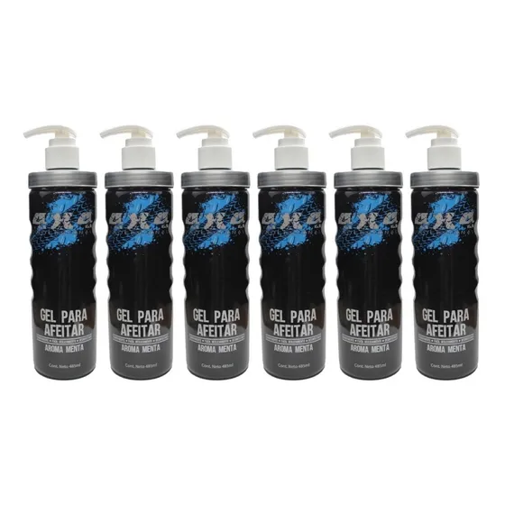 6 Pzs Gel Razurar/afeitar 4x4 Profesional Transparente 485ml