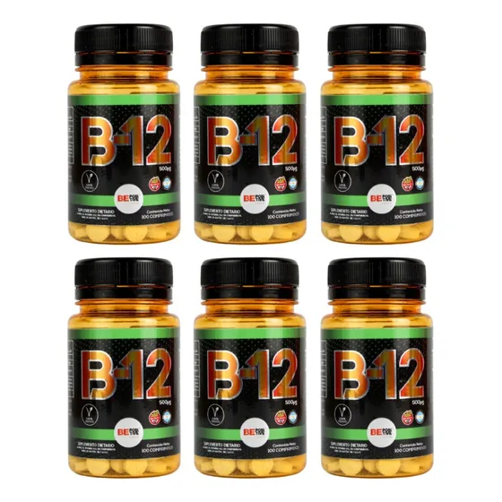 Vitamina B 12 100 Tabletas 500 Mcg Apto Vegano X 6 Unidades